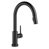 Trinsic Single-Handle Pull-Down Sprayer Kitchen Faucet with Touch2O Technology in Matte Black - Super Arbor