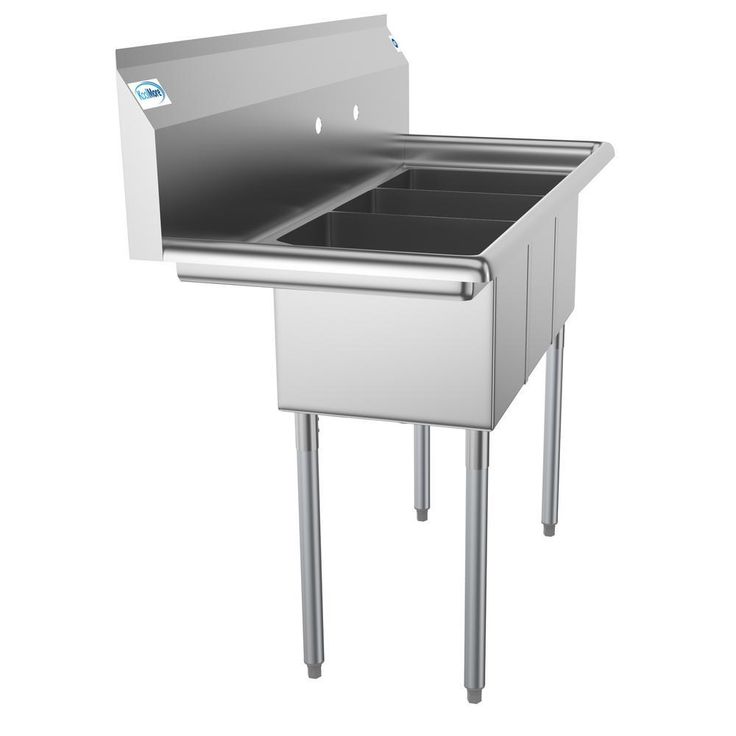 Freestanding Stainless Steel 45 in. 2-Hole Triple Bowl Commercial Kitchen Sink