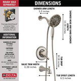 Delta Linden Stainless 1-Handle Bathtub and Shower Faucet, In2ition Two-in-One