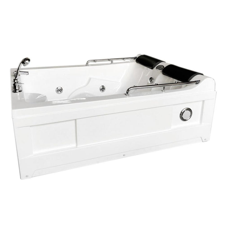 Lulu with heater 68 in. Acrylic Center Drain Corner Alcove Whirlpool Bathtub in White - Super Arbor
