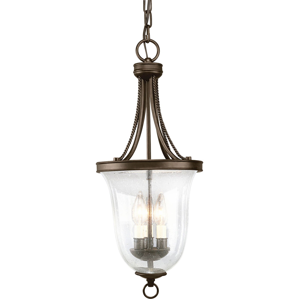 Progress Lighting Seeded 3-Light Antique Bronze Transitional Chandelier
