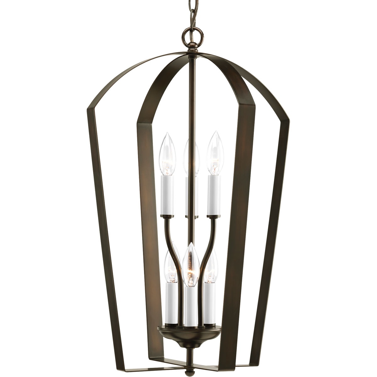 Progress Lighting Gather 6-Light Antique Bronze Traditional Geometric Medium Hanging Pendant Light