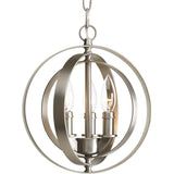 Progress Lighting Equinox 3-Light Burnished Silver Transitional Globe Medium Hanging Pendant Light