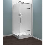 36 in. x 76 in. Frameless Corner Hinged Shower Enclosure in Chrome - Super Arbor