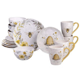 Bee Sweet 16-Piece Seasonal Multicolored Earthenware Dinnerware Set (Service for 4)