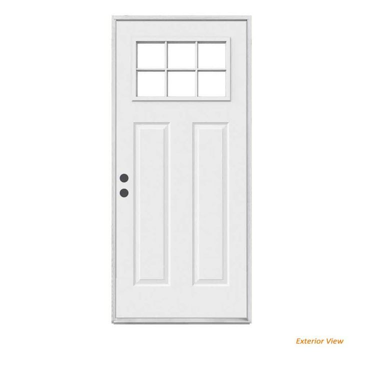 JELD-WEN 32 in. x 80 in. 6 Lite Craftsman Primed Steel Prehung Right-Hand Inswing Prehung Front Door