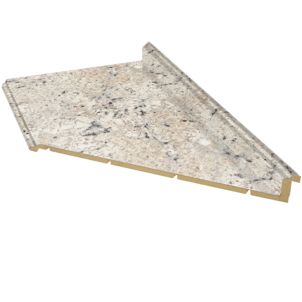 VT Dimensions Formica 10-ft Ouro Romano Etchings Right-Hand Miter-Cut Laminate Kitchen Countertop with Integrated Backsplash