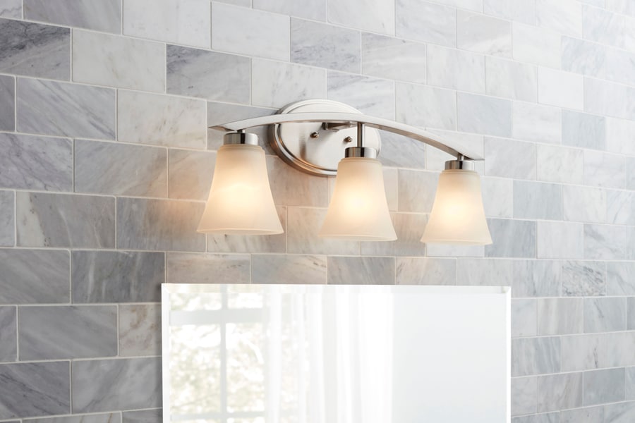 Portfolio Lyndsay 23-in 3-Light Satin Nickel Transitional Vanity Light Bar