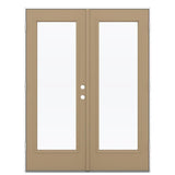 JELD-WEN French 60-in x 80-in 4-9/16-in Low-E Warm Wheat Fiberglass Right-Hand Outswing Double Patio Door