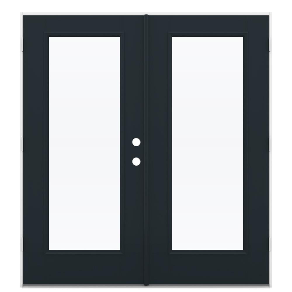 JELD-WEN 72-in x 80-in 4-9/16-in Low-E Eclipse Fiberglass French Right-Hand Outswing Double Patio Door