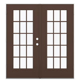 JELD-WEN 72-in x 80-in 4-9/16-in Low-E Dark Chocolate Fiberglass French Right-Hand Outswing Double Patio Door