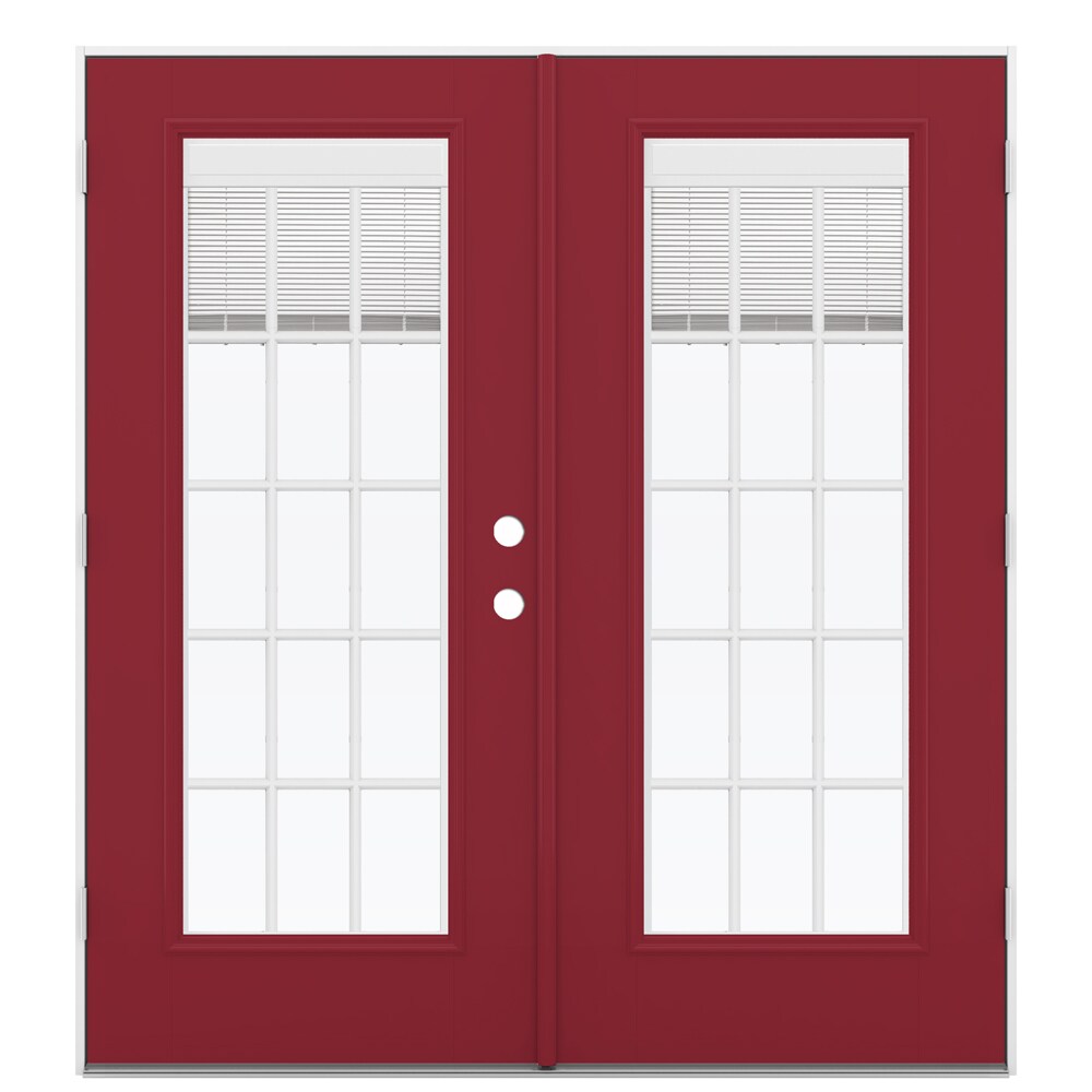 JELD-WEN 72-in x 80-in 4-9/16-in Low-E Cranberry Fiberglass French Right-Hand Outswing Double Patio Door