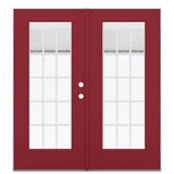 JELD-WEN 72-in x 80-in 4-9/16-in Low-E Cranberry Fiberglass French Right-Hand Outswing Double Patio Door