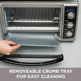 1500 W 6-Slice Stainless Steel Toaster Oven with Built-In Timer