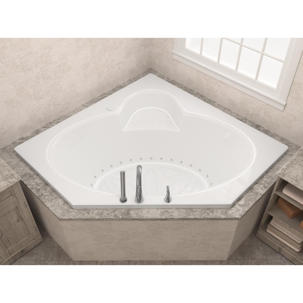 Malachite 5 ft. Acrylic Corner Drop-in Air Bathtub in White - Super Arbor