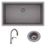 Quartz Classic Undermount Composite 33 in. Single Bowl Kitchen Sink in Black - Super Arbor
