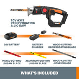 POWER SHARE AXIS 20-Volt Lithium-Ion Convertible Jigsaw and Reciprocating Saw in One - Super Arbor