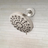 6-Spray 6 in. Single Wall Mount Low Flow Fixed Rain Shower Head in Brushed Nickel - Super Arbor