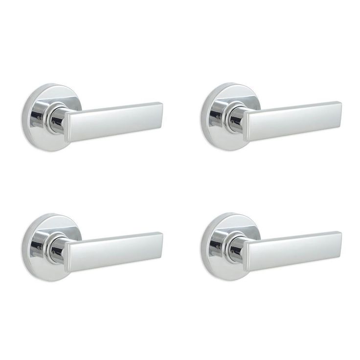 Westwood Satin Nickel Hall and Closet Door Lever with Round Rose (4-Pack)
