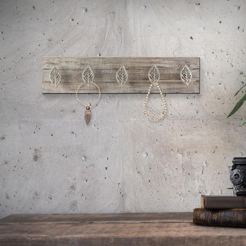 Leaves Wood/Metal Coat Rack Wall Hooks - Super Arbor