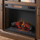 Chastain 68 in. Freestanding Media Console Electric Fireplace TV Stand with Sliding Bar Door in Rustic Walnut - Super Arbor