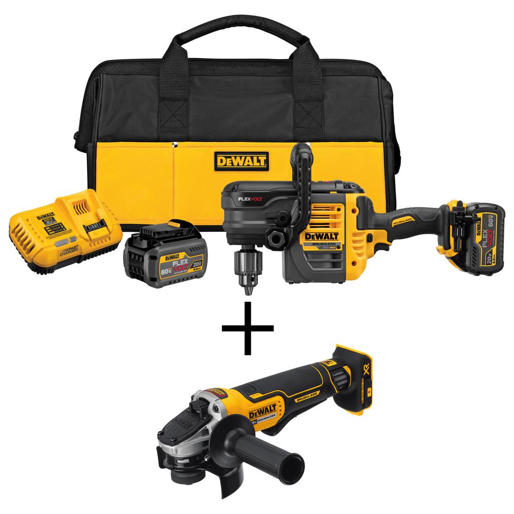 FLEXVOLT 60-Volt MAX Lithium-Ion Cordless Brushless 1/2 in. Stud and Joist Drill with Bonus Angle Grinder - Super Arbor