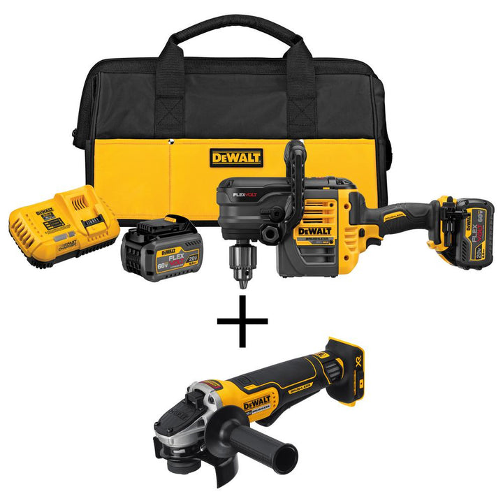 FLEXVOLT 60-Volt MAX Lithium-Ion Cordless Brushless 1/2 in. Stud and Joist Drill with Bonus Angle Grinder - Super Arbor