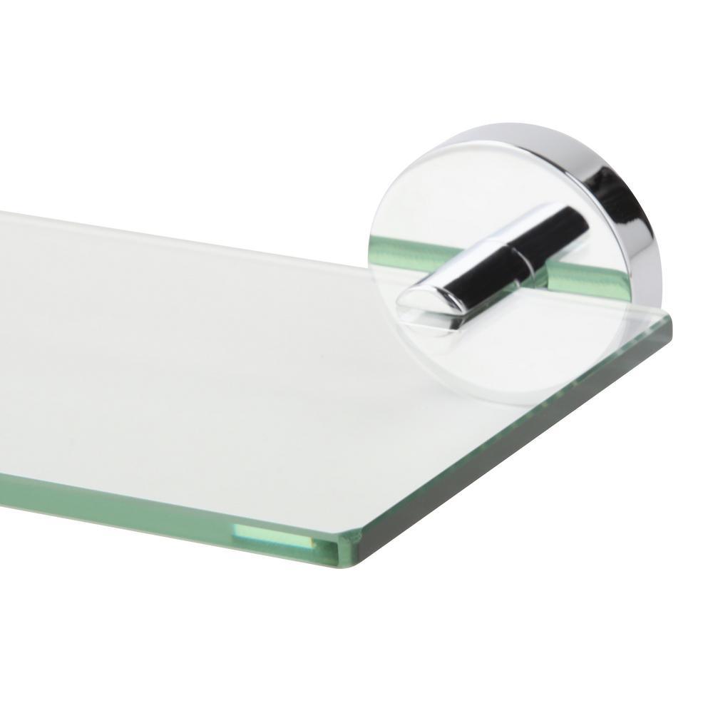 Pendle 5.28 in. L x 2.12 in. H x 24.30 in. W Wall-Mounted Opaque Glass Bathroom Shelf with Flexi-Fix in Chrome - Super Arbor