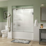 Simplicity 60 x 58-3/4 in. Frameless Contemporary Sliding Bathtub Door in Nickel with Transition Glass - Super Arbor