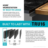Gunmetal 32.88 in. Stainless Steel 16-Gauge PVD Single Bowl Farmhouse Apron Workstation Kitchen Sink with Accessories