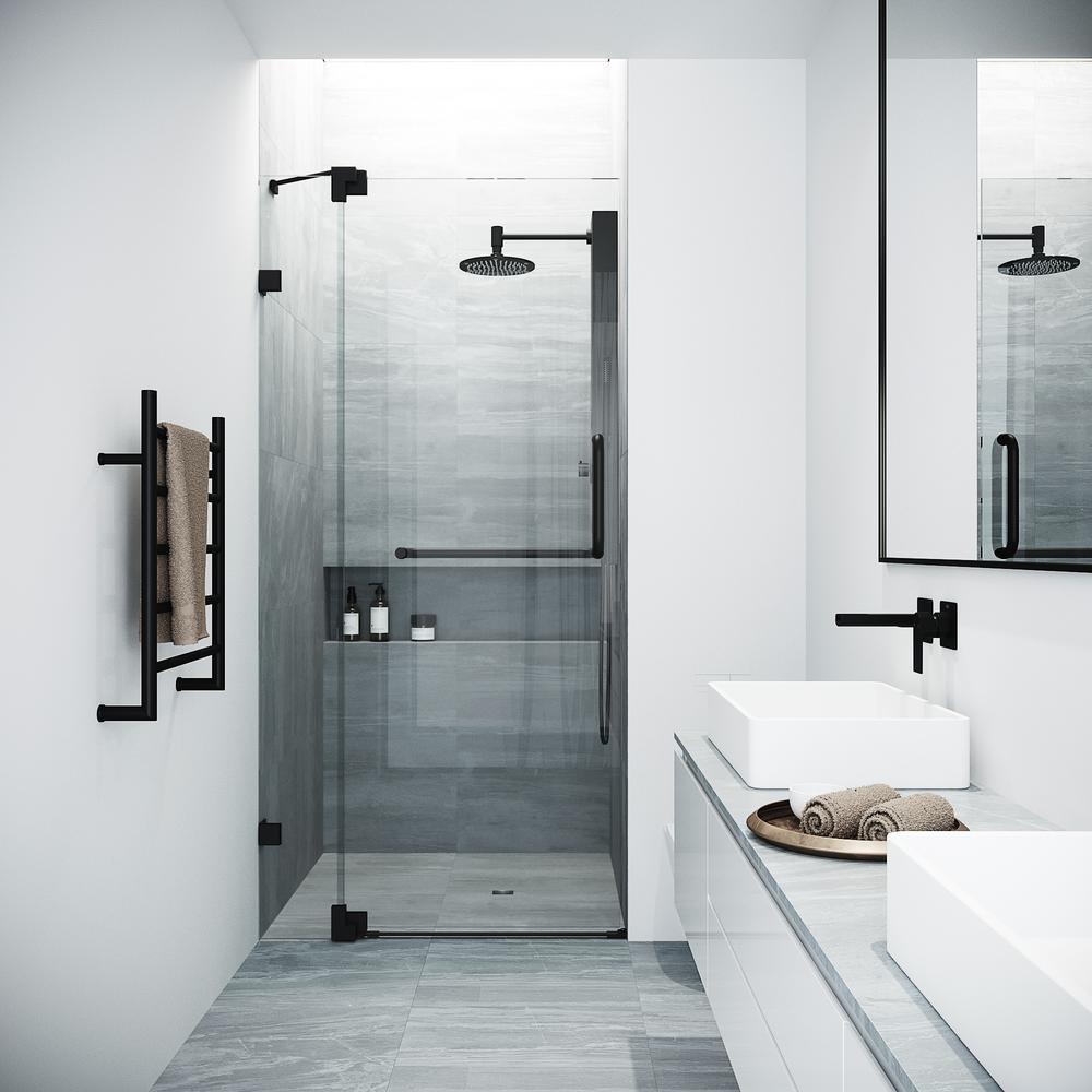 Pirouette 36 to 42 in. x 72 in. Frameless Pivot Shower Door in Chrome with Clear Glass and Handle - Super Arbor