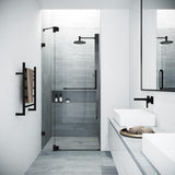 Pirouette 36 to 42 in. x 72 in. Frameless Pivot Shower Door in Chrome with Clear Glass and Handle - Super Arbor