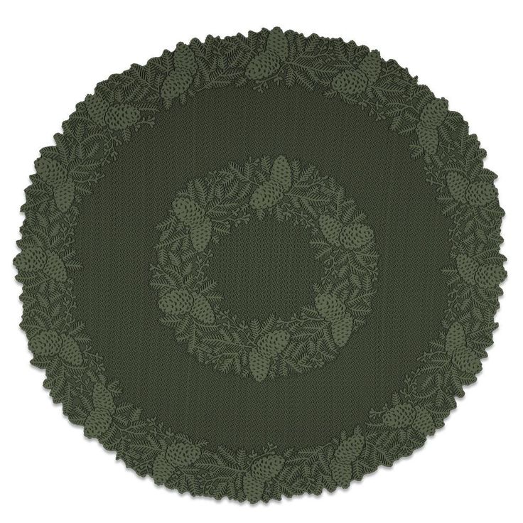 Highland Pine 42 in. W x 42 in. L Aspen Green Floral Polyester Round Table Topper