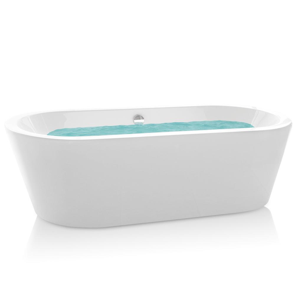 59 in. Acrylic Double Ended Flatbottom Non-Whirlpool Bathtub in Glossy White - Super Arbor