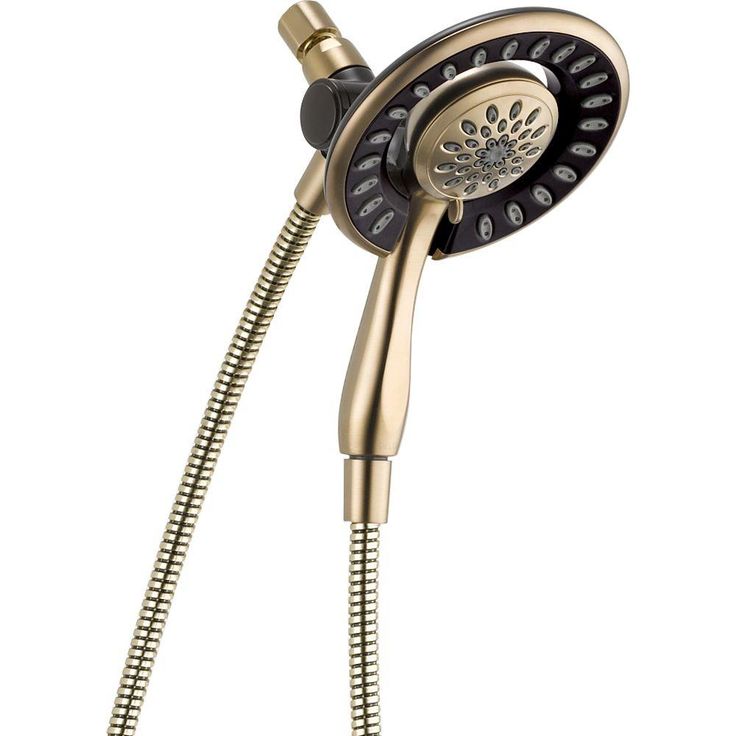 Two-in-One 4-Spray 6 in. Dual Wall Mount Fixed and Handheld Shower Head in Champagne Bronze