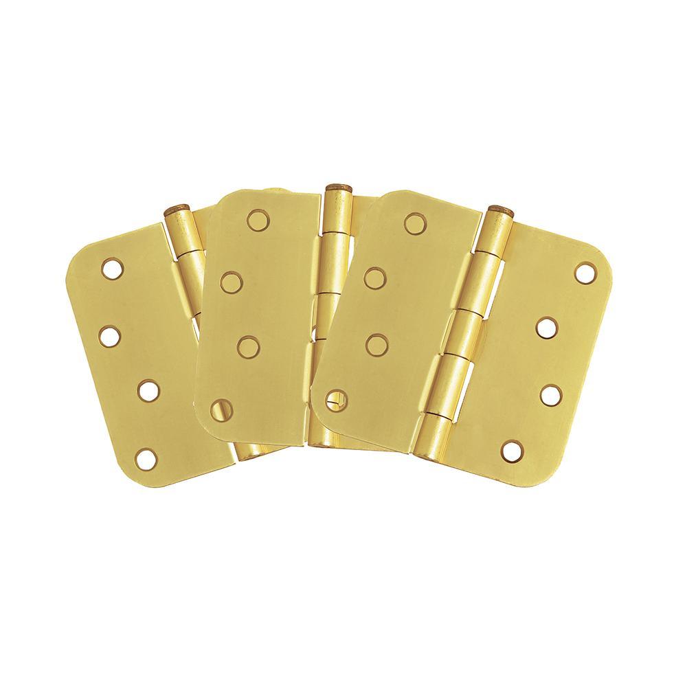 4 in. x 5/8 in. Radius Satin Nickel Door Hinge Value Pack (3 per Pack) - Super Arbor