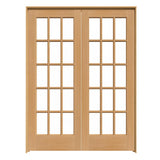 JELD-WEN 15 Lite Wood 60-in x 80-in Unfinished Clear Glass Unfinished Pine Interior French Door, Prehung (Hardware Included)