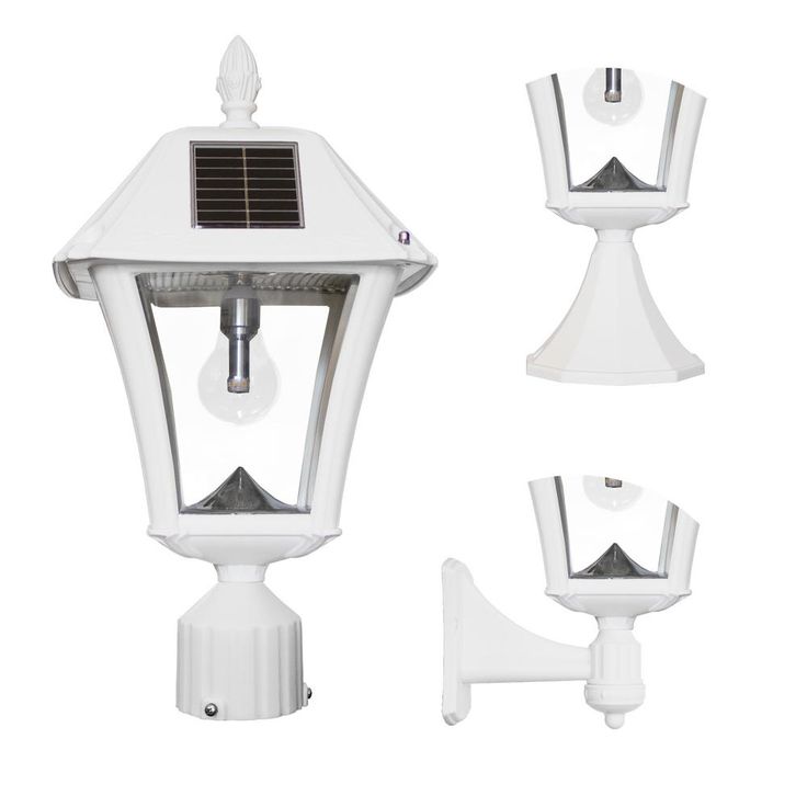 Baytown II Bulb 1-Light White LED Outdoor Solar Post/Wall Light with GS Light Bulb, Warm-White