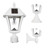 Baytown II Bulb 1-Light White LED Outdoor Solar Post/Wall Light with GS Light Bulb, Warm-White