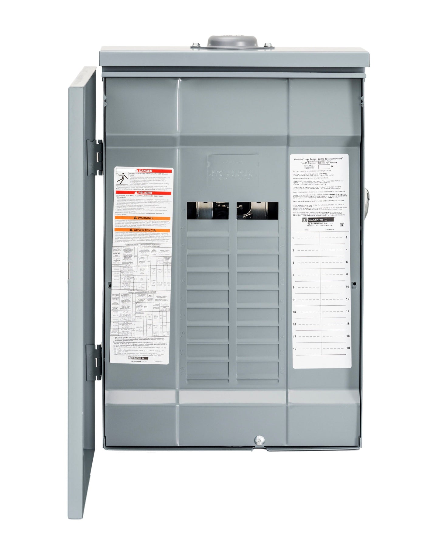 Square D Homeline 125-Amp 20-space load center - front view