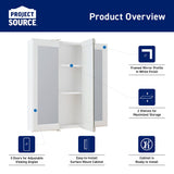 Project Source 24.25-in x 24-in Surface Mount White Mirrored Medicine Cabinet