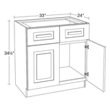 Home Decorators Collection Grayson 33 in. W x 24 in. D x 34.5 in. H Assembled Plywood Sink Base Kitchen Cabinet in Pacific White with Soft Close