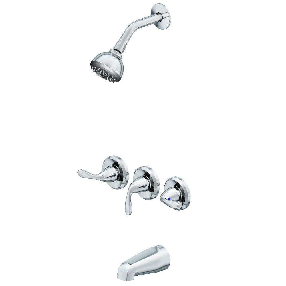 Project Source Everfield 3-Handle Tub and Shower Faucet with Valve, Polished Chrome (1.75 GPM)