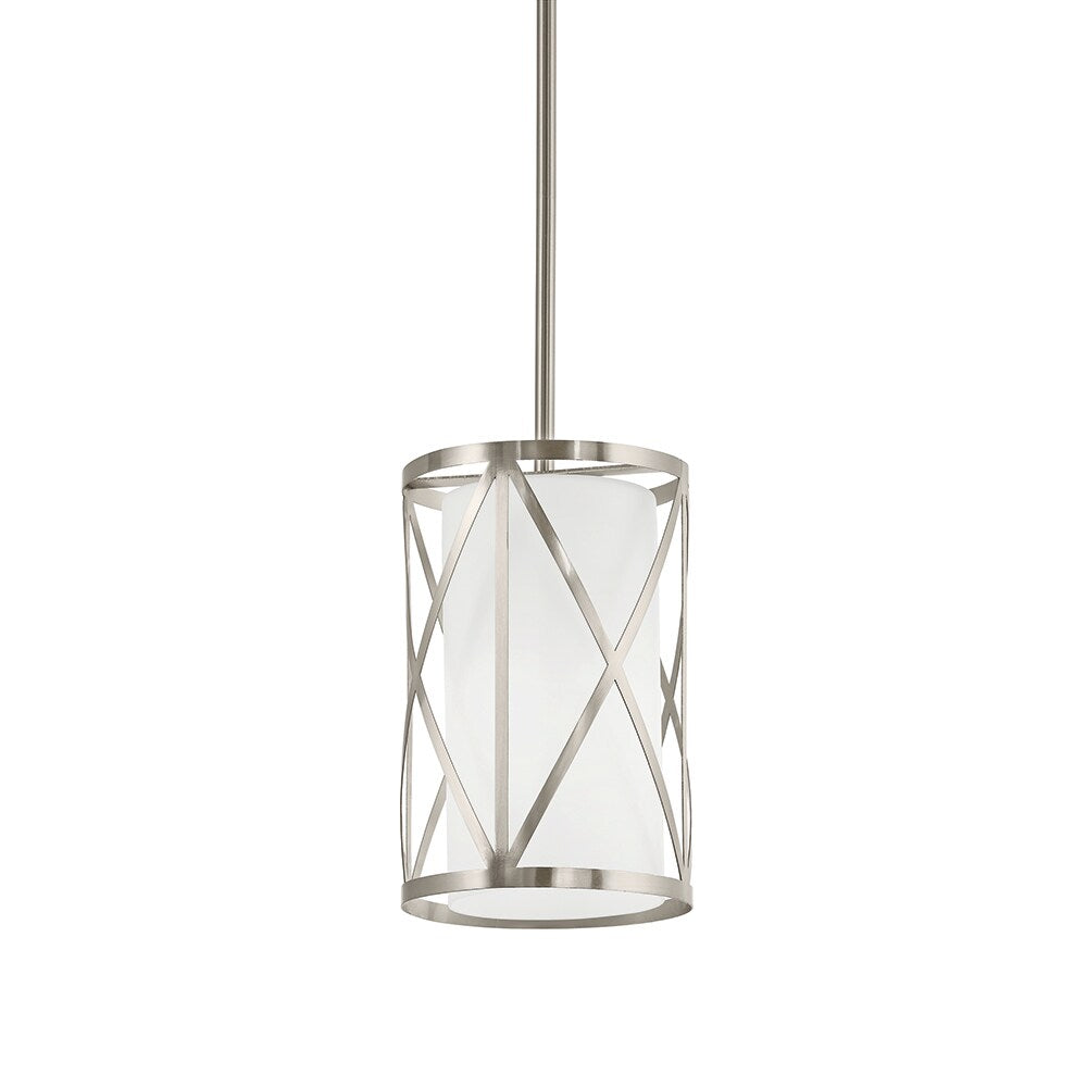 Kichler Edenbrook Brushed Nickel Modern/Contemporary Etched Glass Cylinder Pendant Light