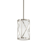 Kichler Edenbrook Brushed Nickel Modern/Contemporary Etched Glass Cylinder Pendant Light