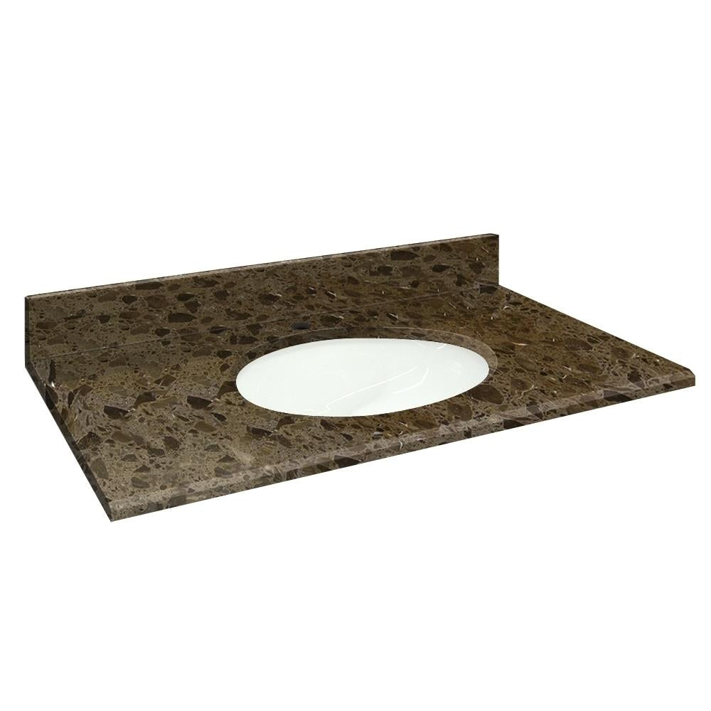 Transolid 43-in Cacao Nougat Natural Marble Single Sink Bathroom Vanity Top with Backsplash and Undermount Oval Sink