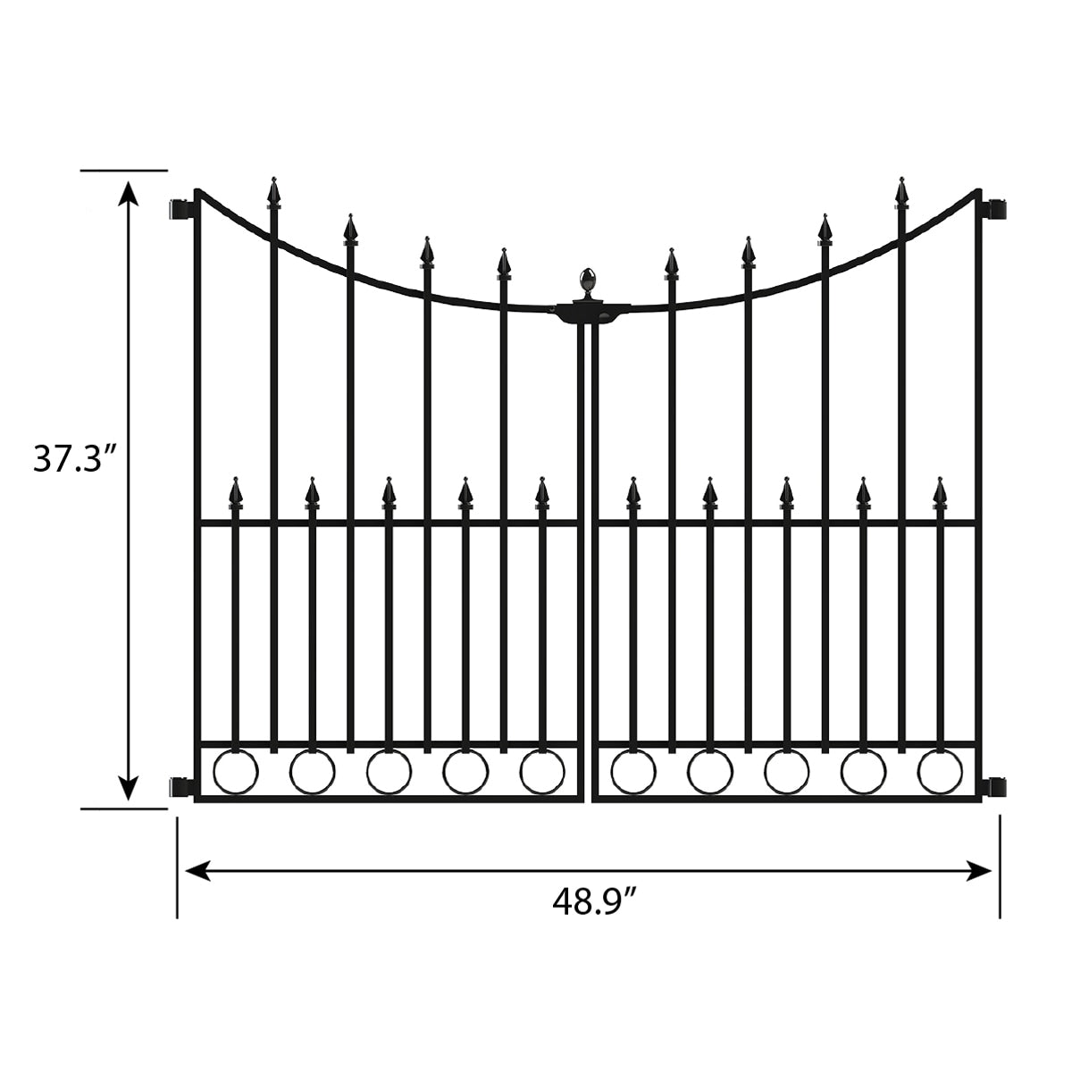 YARDLINK Empire 3-ft W Powder-coated Steel Decorative Metal Pressed-point No Dig Decorative Walk-thru Fence Gate