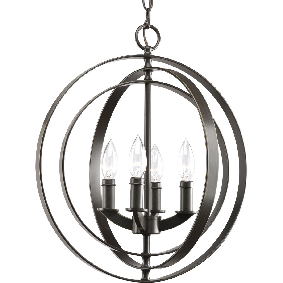 Progress Lighting Equinox 4-Light Antique Bronze Transitional Chandelier, 16-in W x 18.375-in H