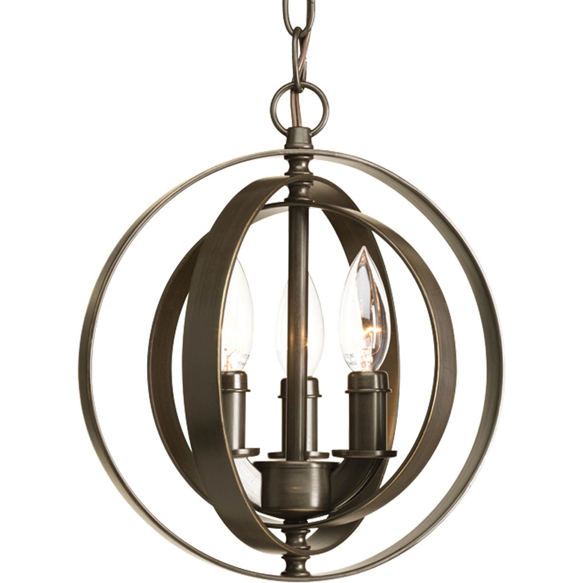 Progress Lighting Equinox Antique Bronze Transitional Globe Pendant Light, 10.125-in W x 11.75-in H