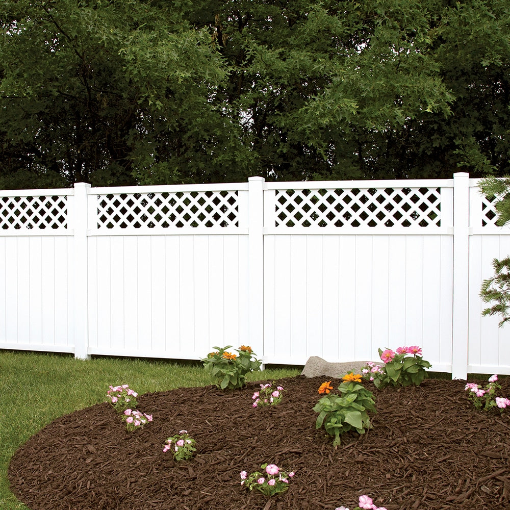 Freedom Wellington 6-ft H x 6-ft W White Vinyl Lattice-top Fence Panel (Assembled)